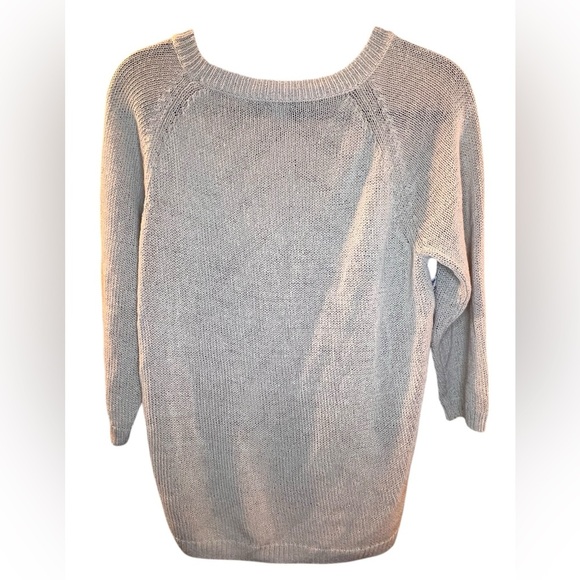 DKNY Women’s Mixed Media Top - Size Medium - Beige with Chevron Design - Picture 3 of 6